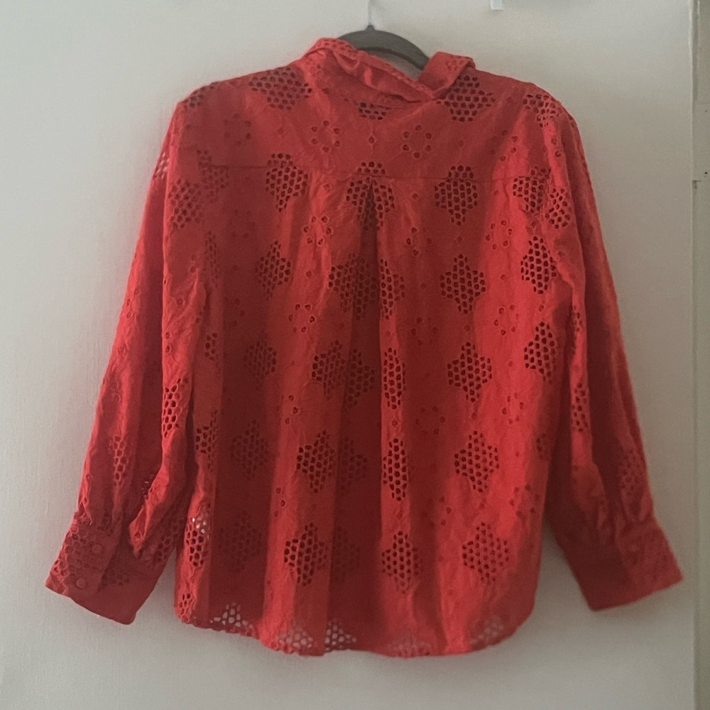 J.Crew Red Eyelet Button-Up Blouse - Picture 9 of 9